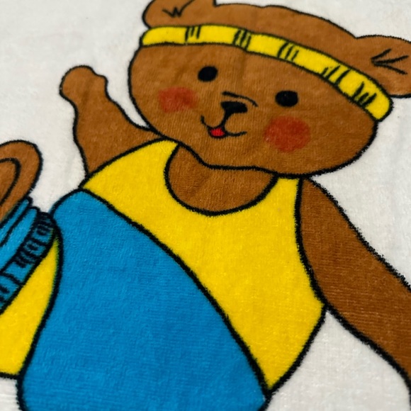 Vintage 1980’s Workout Bear Large Body Huggers Beach Bath Towel White - Picture 5 of 10